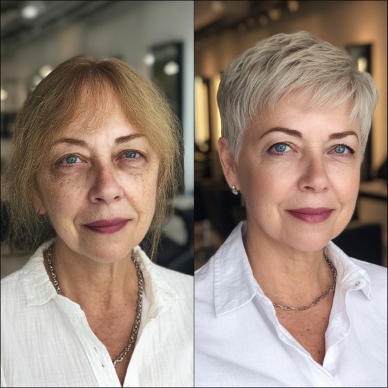 Chic Short Silver Pixie Cut with Subtle Volume