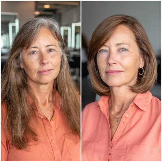 Chic Side-Parted Blunt Cut with Subtle Layers