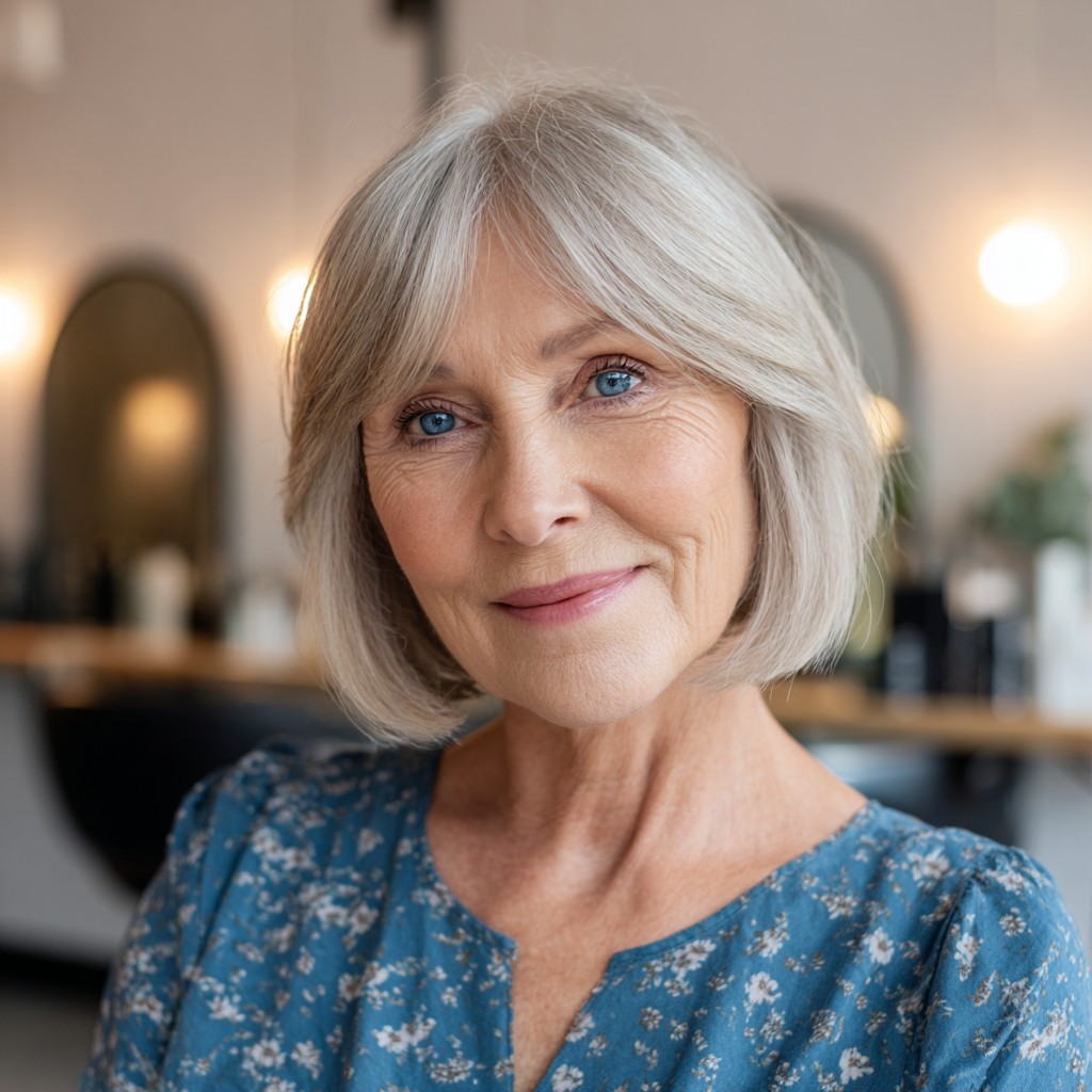 Chic Silver Bob with Soft Layers