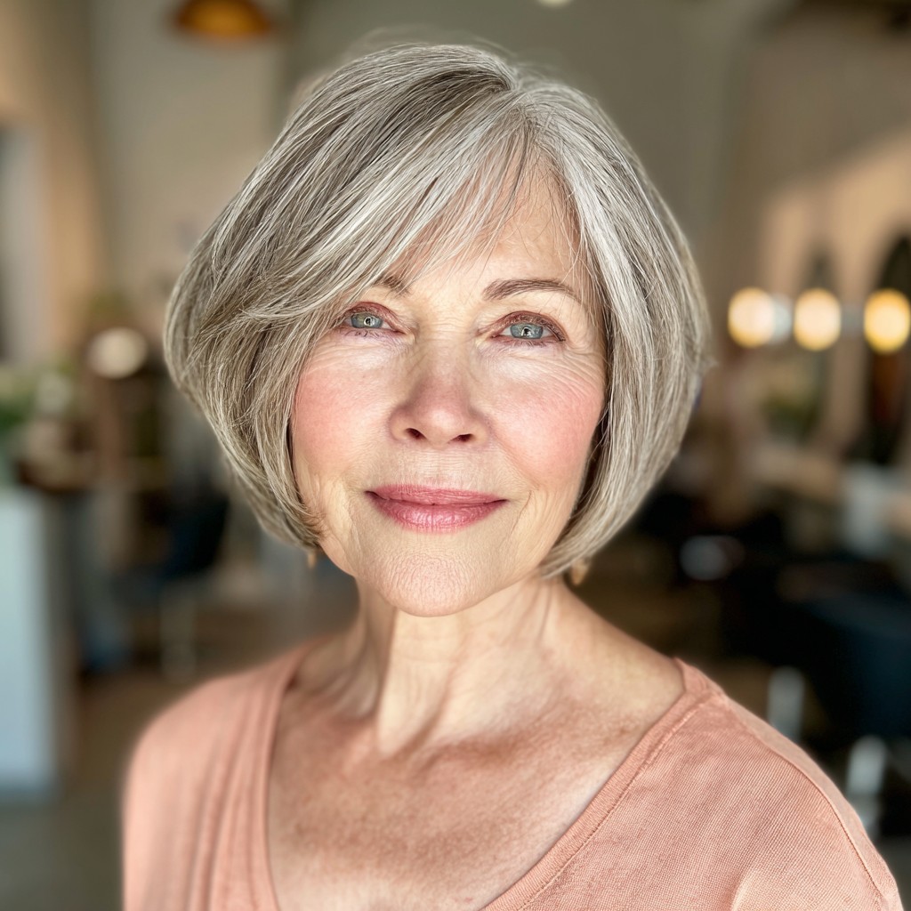Chic Silver Layered Bob with Soft Movement