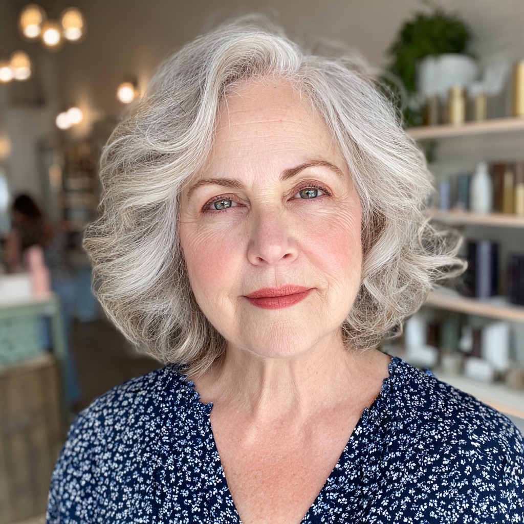 Chic Silver Layered Bob with Soft Volume