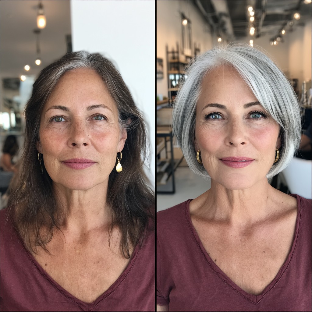 Chic Smooth Gray Bob with Subtle Layers