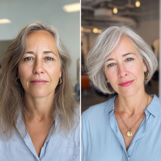 Chic Soft Gray Shag with Subtle Layers