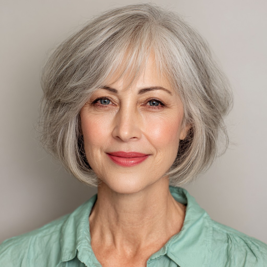Chic Textured Bob with Softly Framed Bangs
