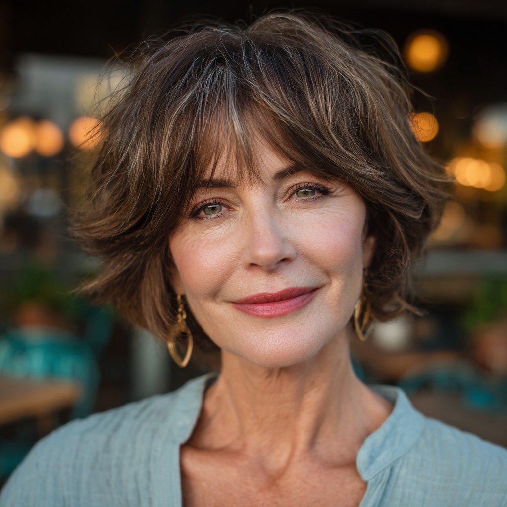 Chic Textured Brown Bob with Face-Framing Layers
