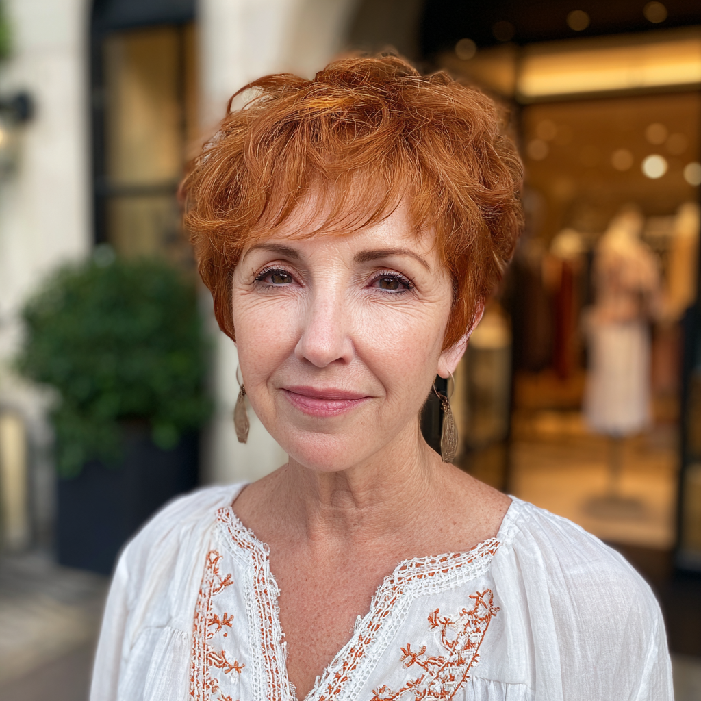 Chic Textured Copper Crop with Soft Layers