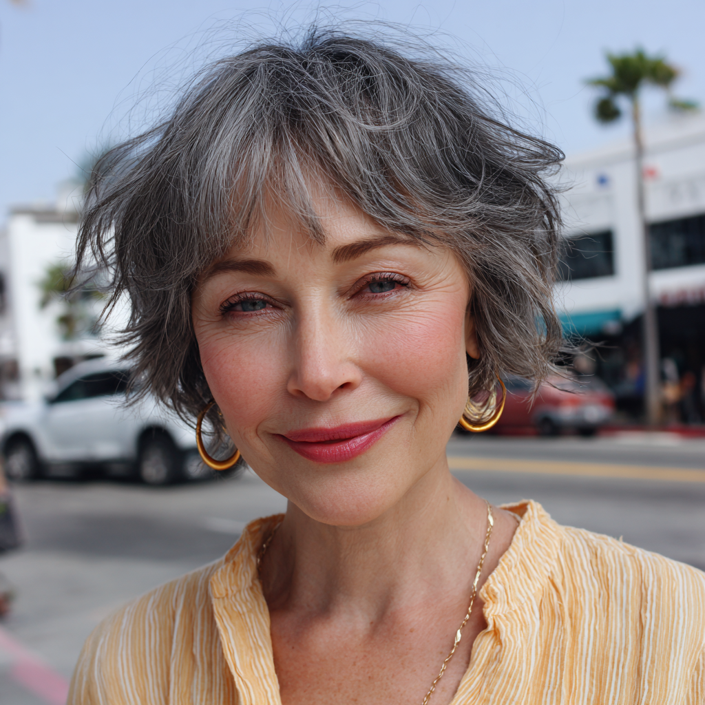 Chic Textured Gray Crop with Soft Layers