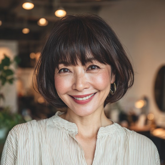 Chic Textured Pageboy Bob with Fringe