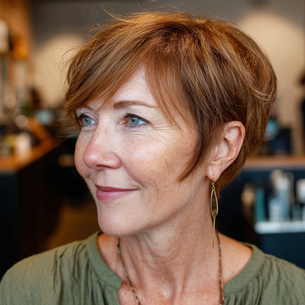 Chic Textured Pixie Cut with Long Bangs