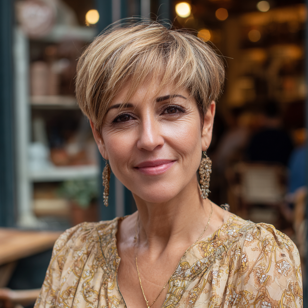 Chic Textured Pixie Cut with Long Side Bangs