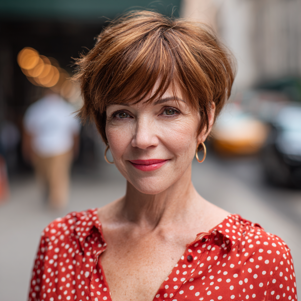 Chic Textured Pixie Cut with Soft Long Bangs