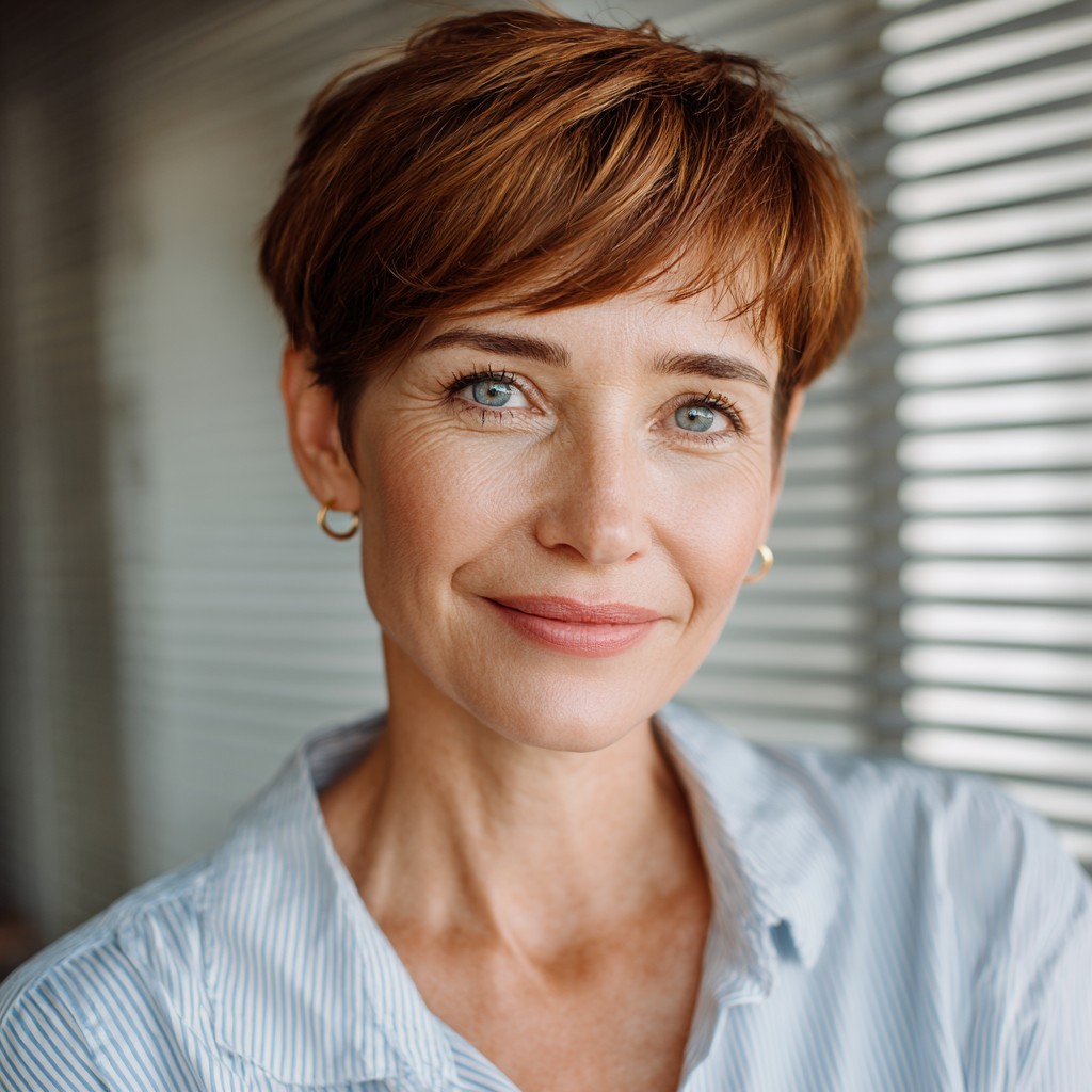 Chic Textured Pixie Cut with Subtle Copper Highlights