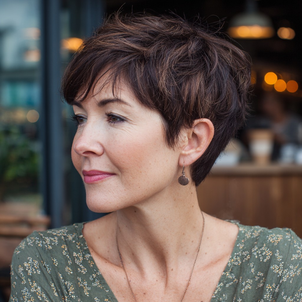 Chic Textured Pixie Cut with Subtle Highlights
