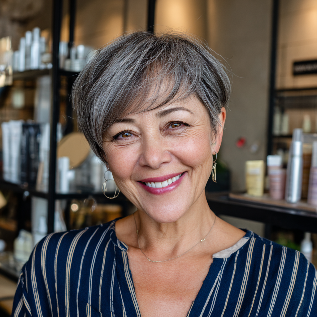 Chic Textured Pixie Cut with Subtle Long Bangs