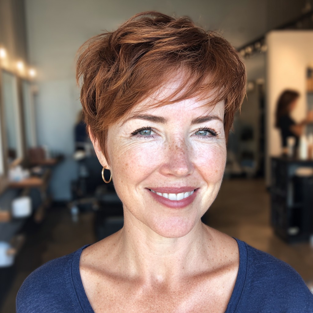 Chic Textured Pixie Cut with Warm Copper Tones