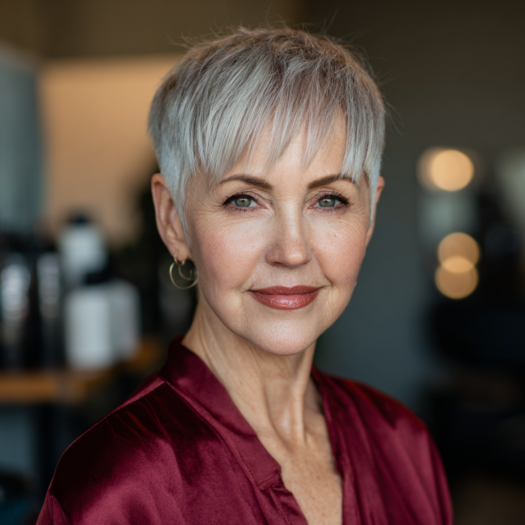 Chic Textured Platinum Pixie with Subtle Layers