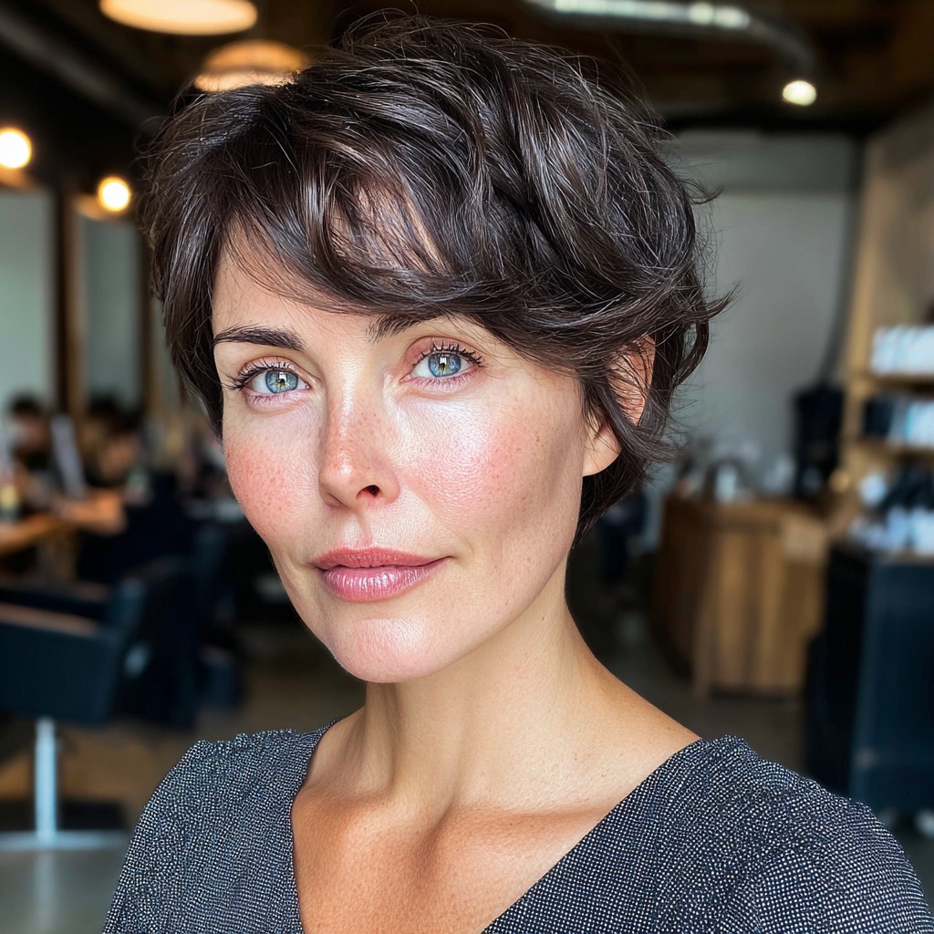 Chic Textured Side-Parted Pixie with Wispy Layers