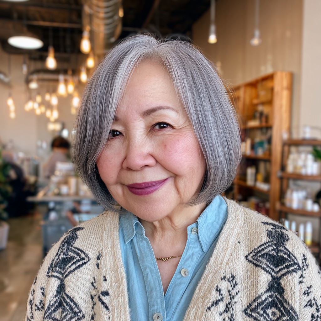 Classic Silver Pageboy Bob with Elegant Layers