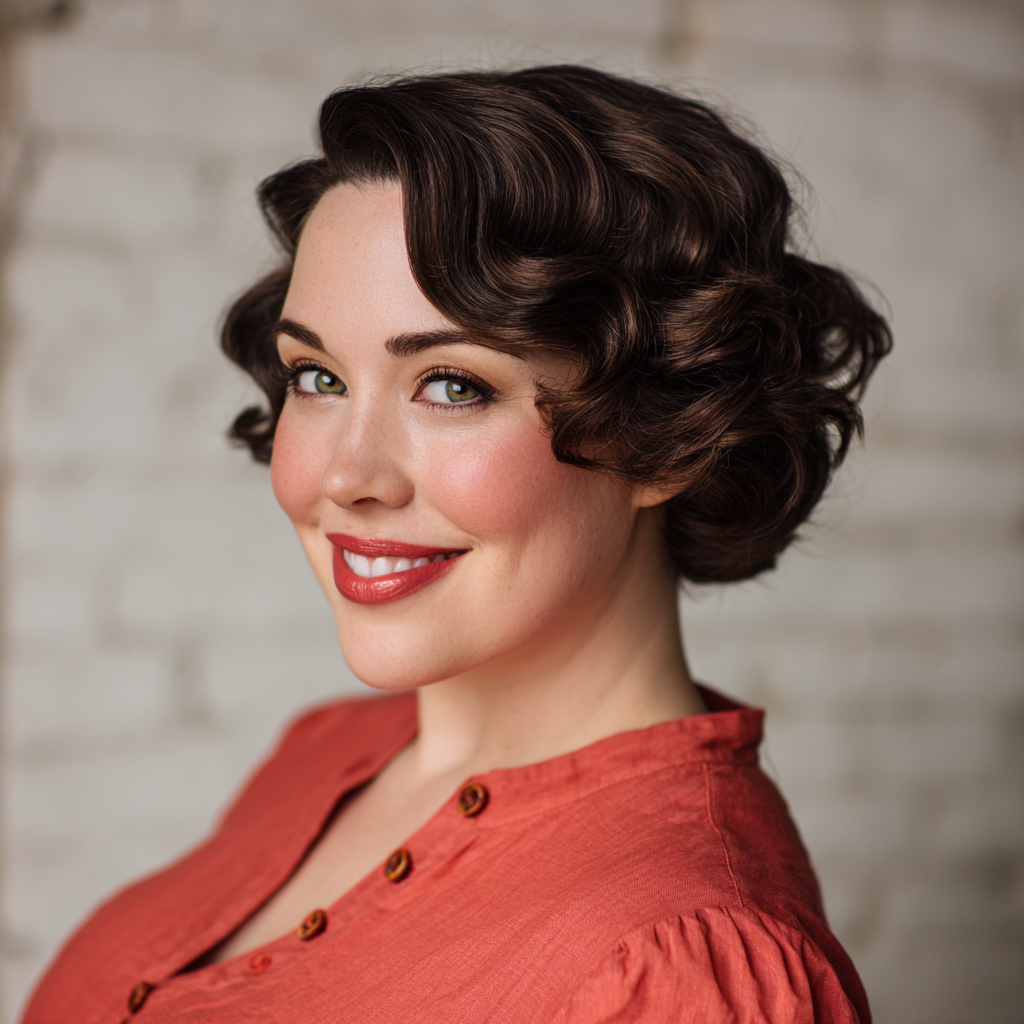 Classic Vintage-Inspired Curly Bob with Defined Waves