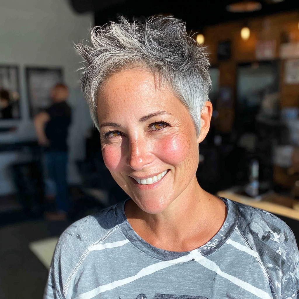 Dynamic Textured Pixie Cut with Icy Highlights