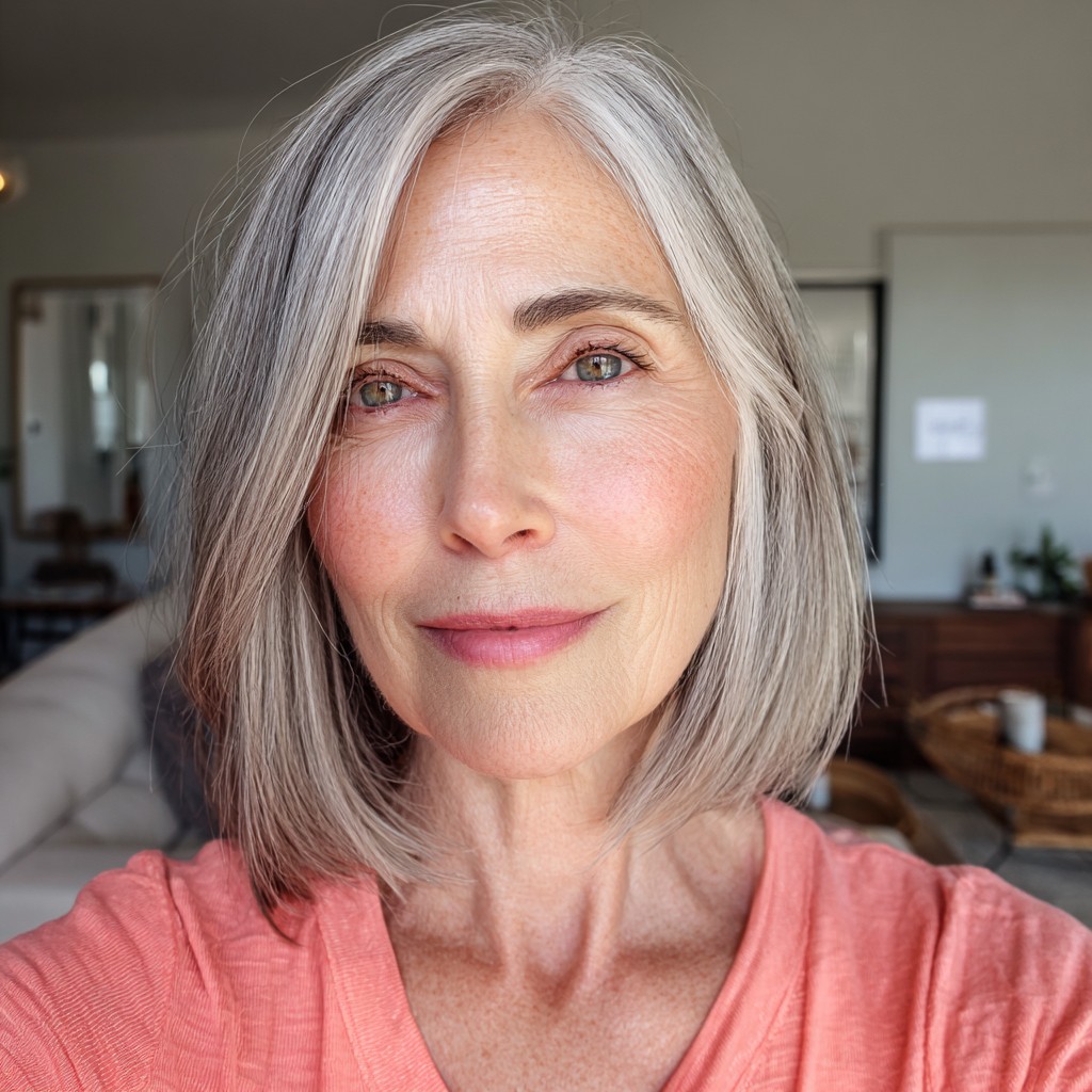 Elegant Sleek Ash Blonde Bob with Subtle Layering