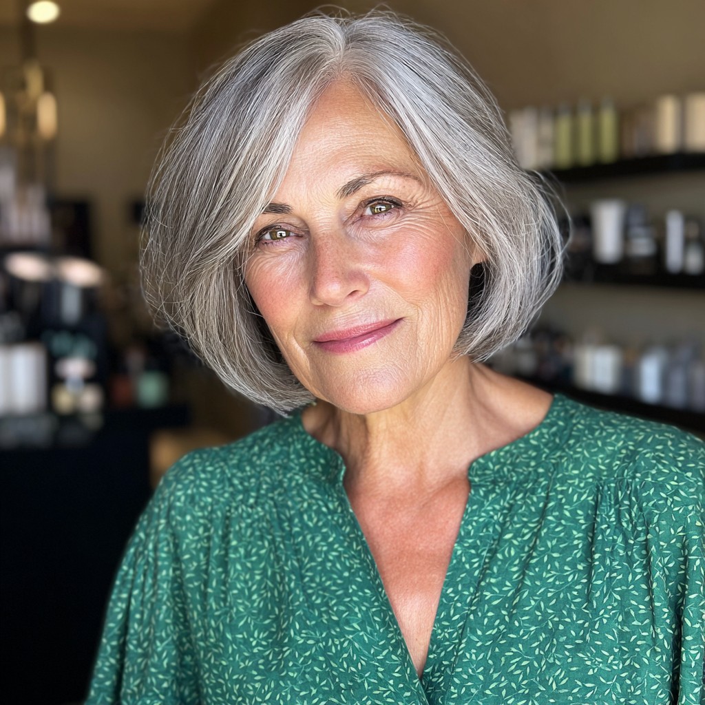 Elegant Soft Gray Bob with Subtle Layers
