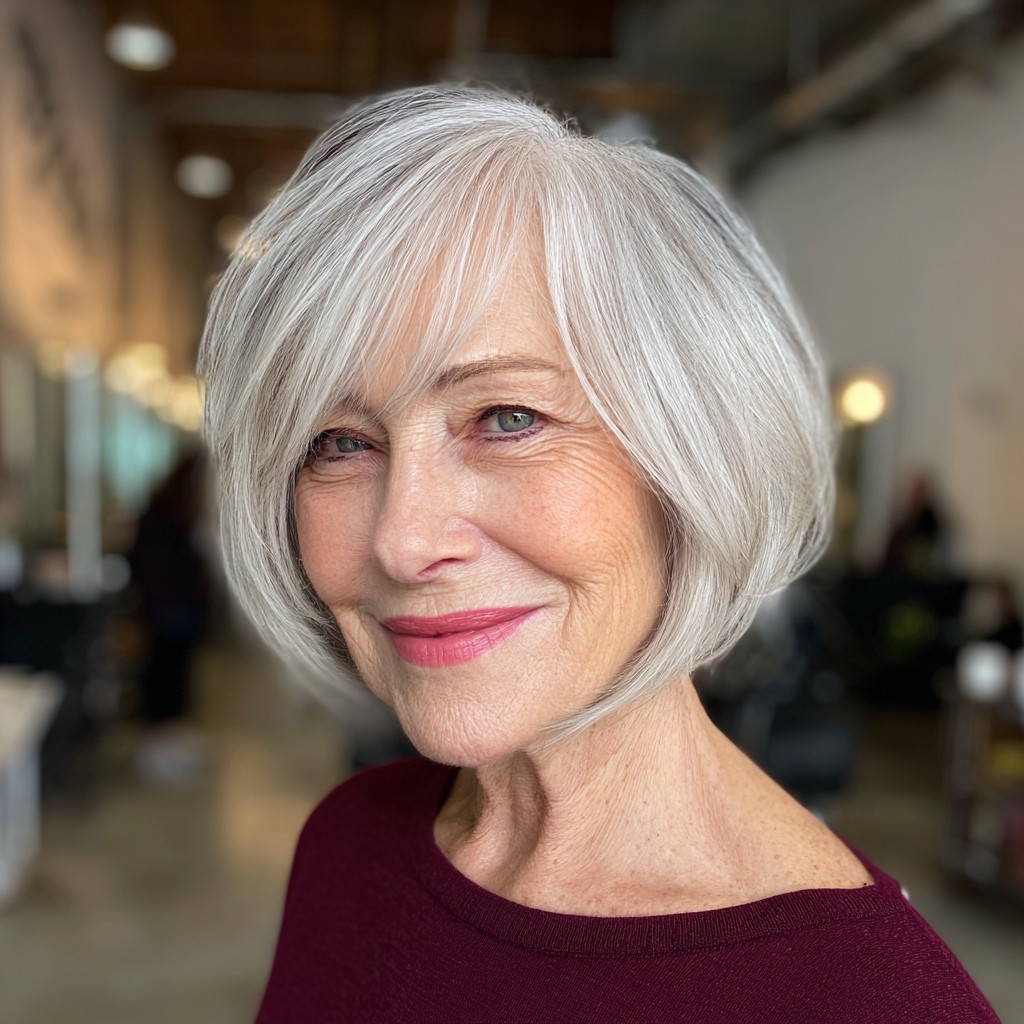 Elegant Softly Layered Bob with Side-Swept Bangs