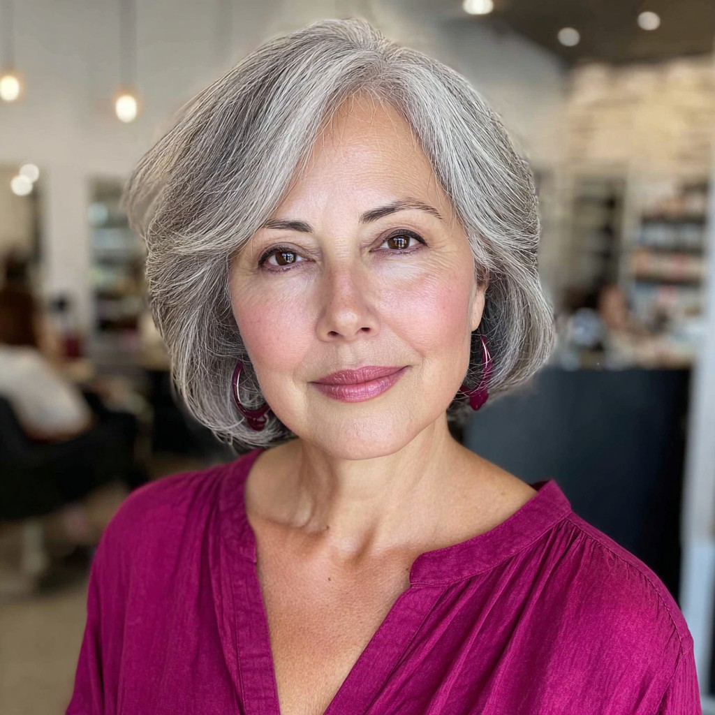 Elegant Softly Layered Gray Bob