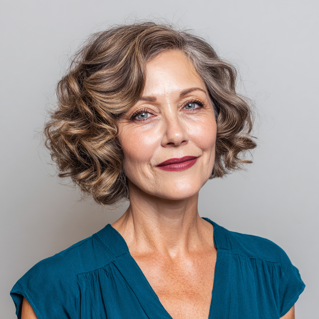Modern Curly Lob with Soft Layers