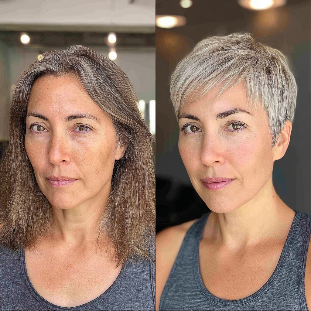 Modern Textured Pixie Cut with Soft Silver Highlights