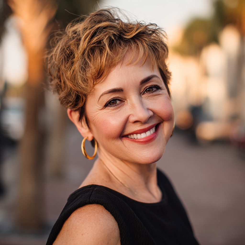 Modern Textured Short Pixie Cut with Lively Curls