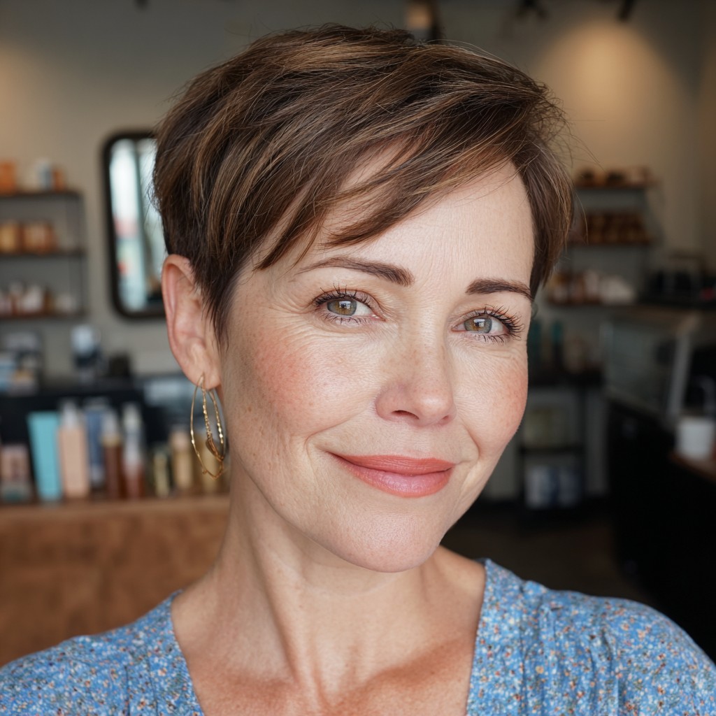 Modern Textured Side-Parted Pixie with Flattering Layers