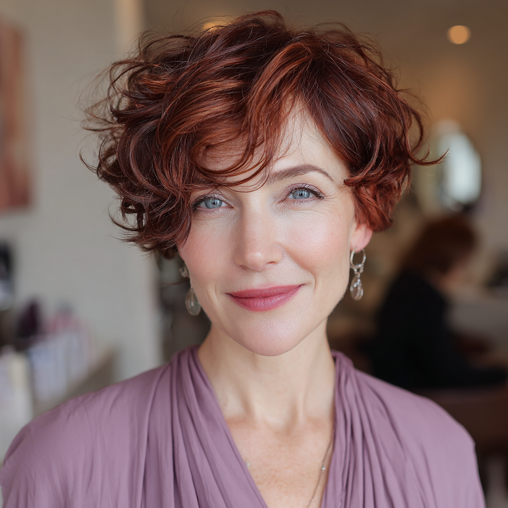 Playful Curly Copper Shag with Soft Layers