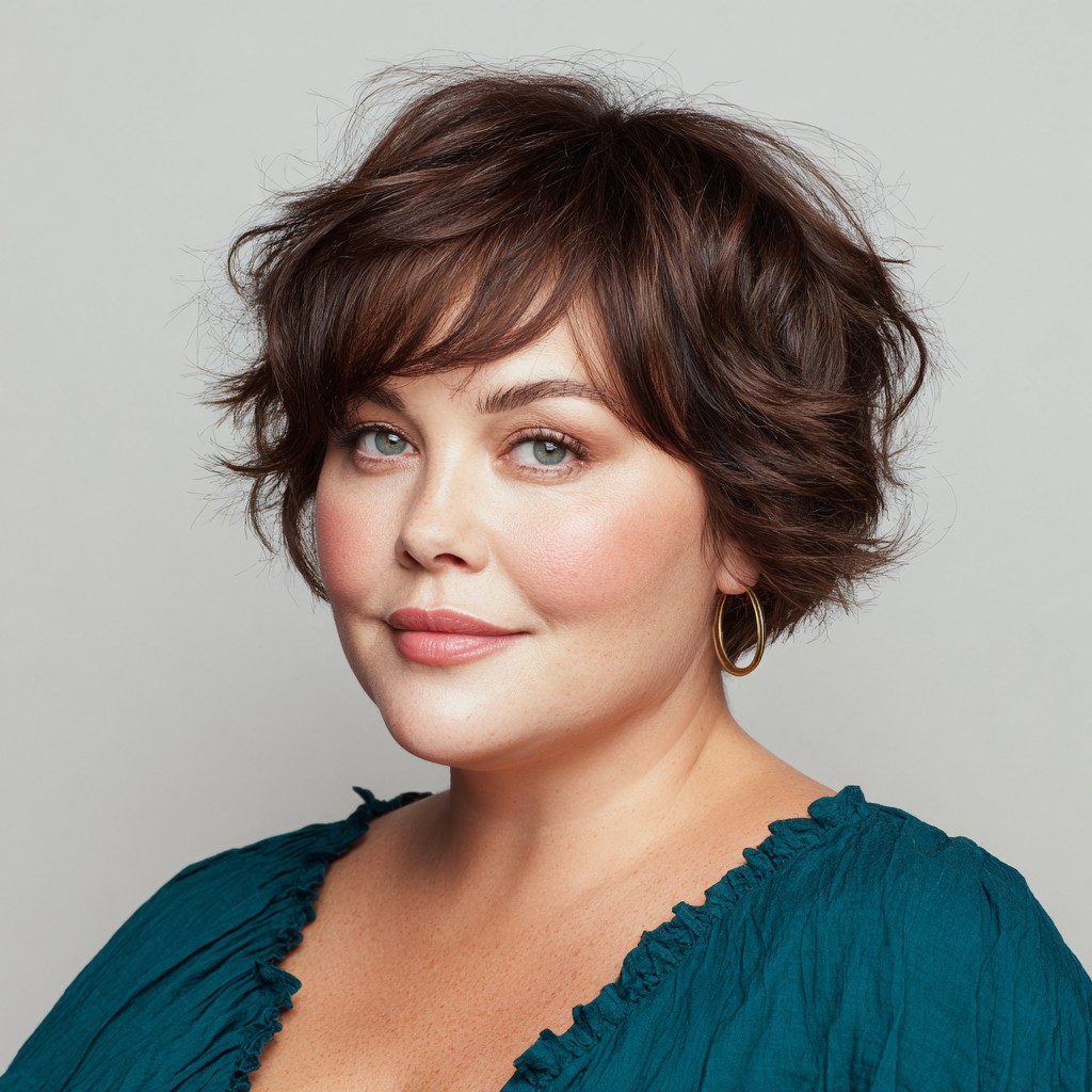 Playful Textured Brunette Pixie Cut with Soft Volume