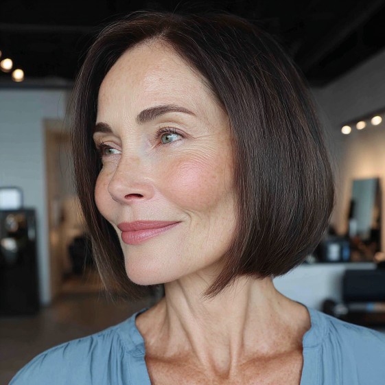 Sleek One-Length Bob with Subtle Shine