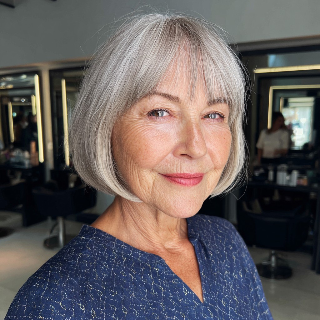 Soft Textured Pageboy Bob with Wispy Bangs
