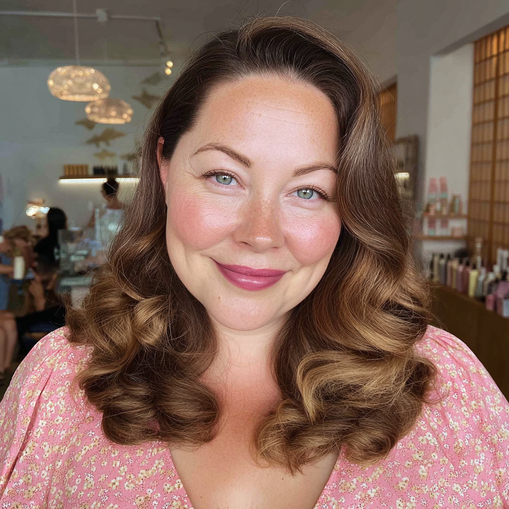 Soft Vintage-Inspired Loose Curls with Side Part