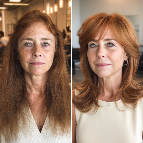Stylish Long Layers with Soft Face-Framing Highlights