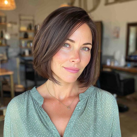 Stylish One-Length Bob with Subtle Volume