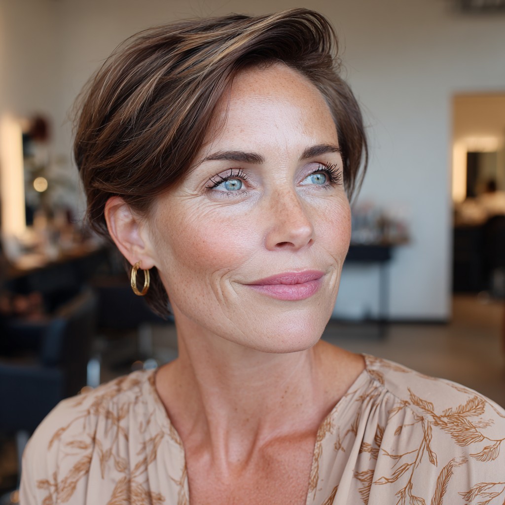 Stylish Side-Parted Pixie with Textured Layers