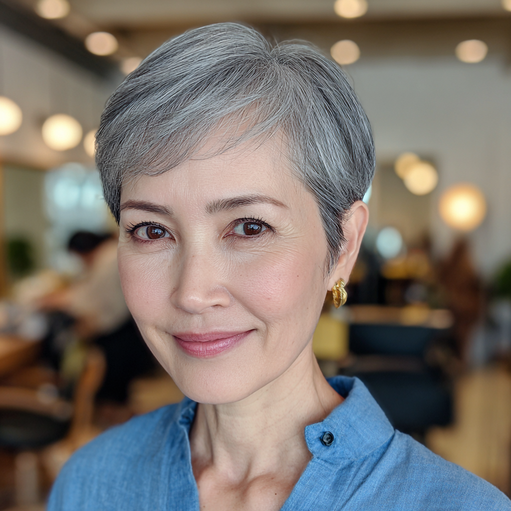 Stylish Silver Pixie Cut with Soft Texture