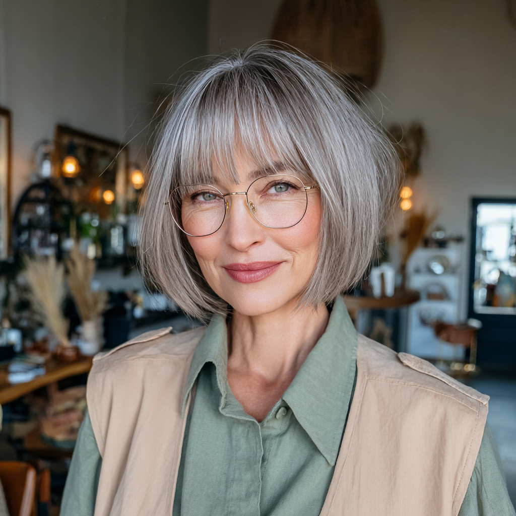 Stylish Textured Bob with Face-Framing Bangs