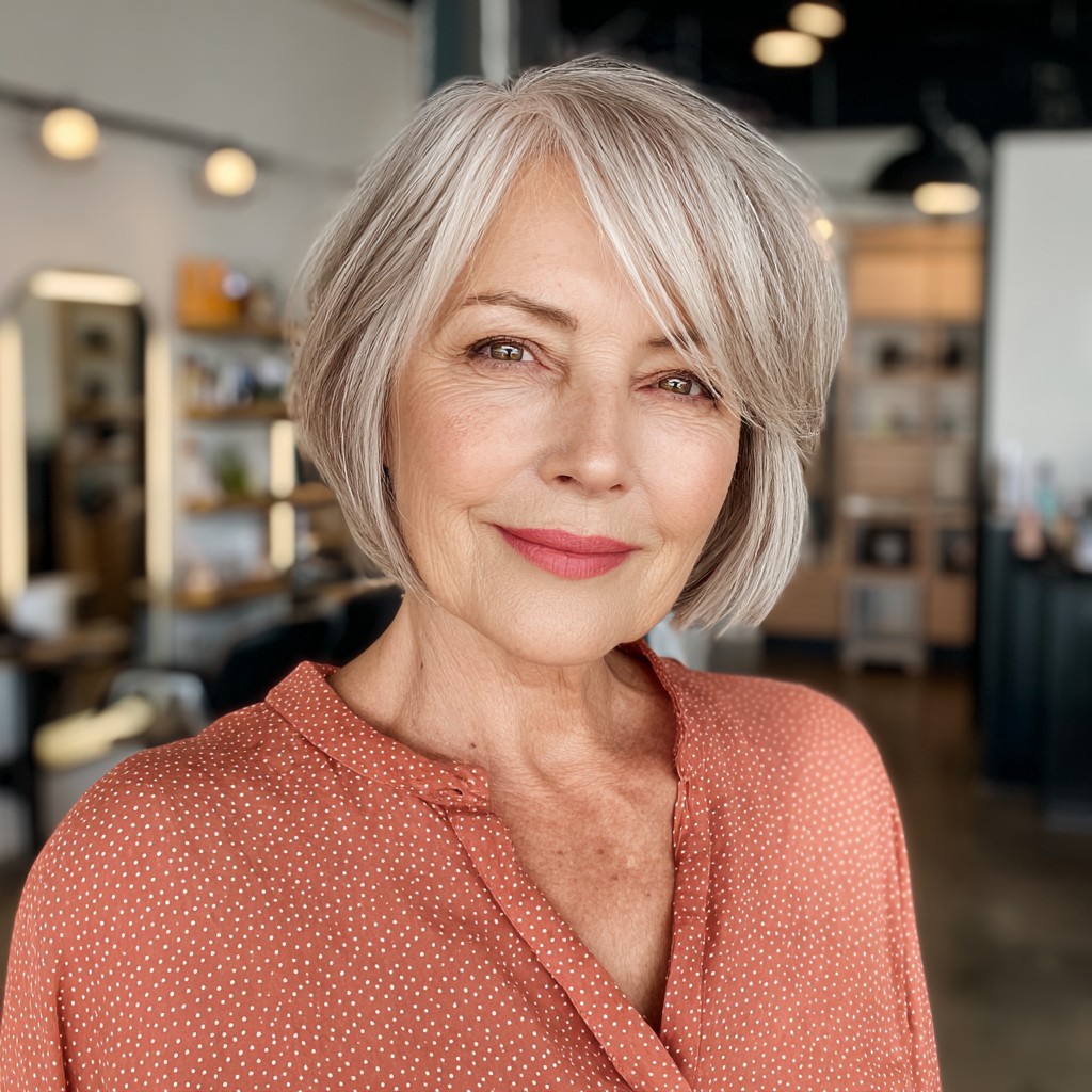 Stylish Textured Gray Bob with Subtle Layers