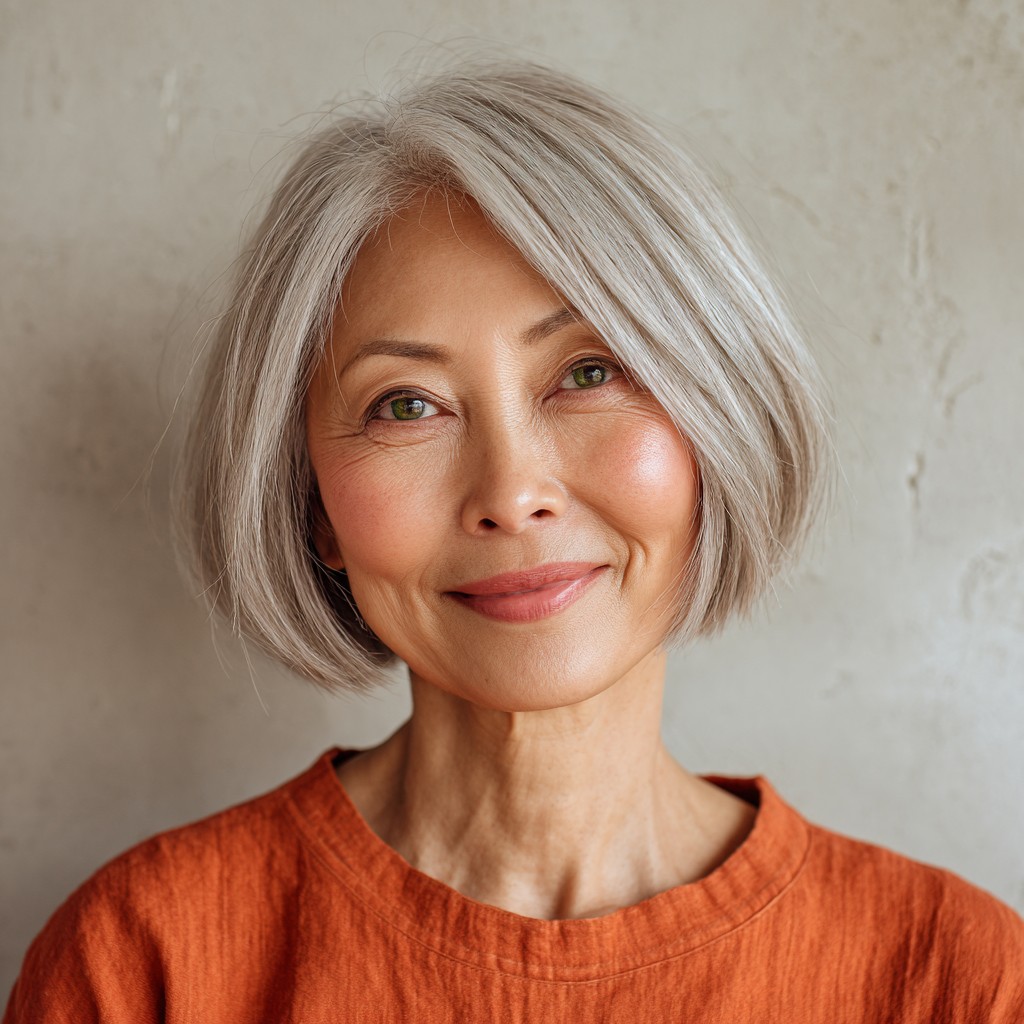 Stylish Textured Silver Bob with Soft Movement