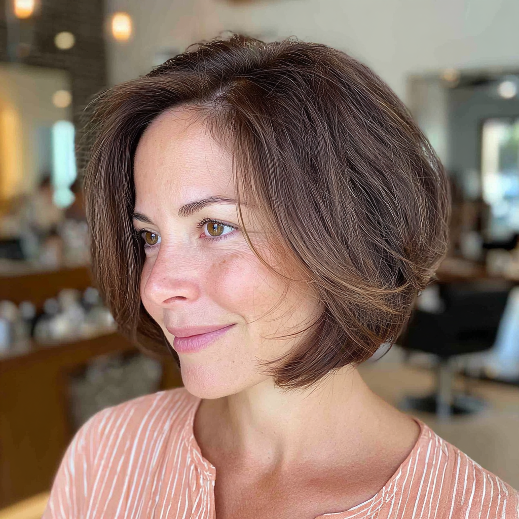 Textured Chocolate Bob with Subtle Flare