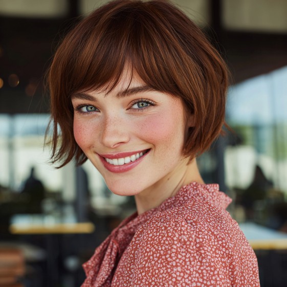 Textured Layered Pageboy Bob with Soft Bangs