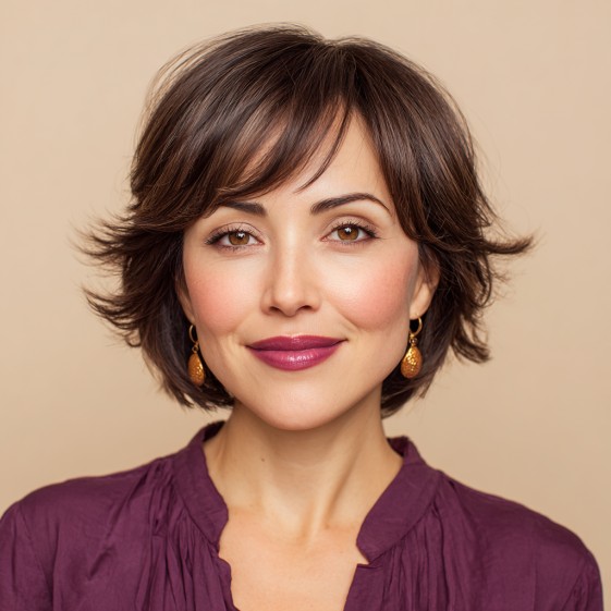 Textured Pageboy Bob with Soft Feathered Layers