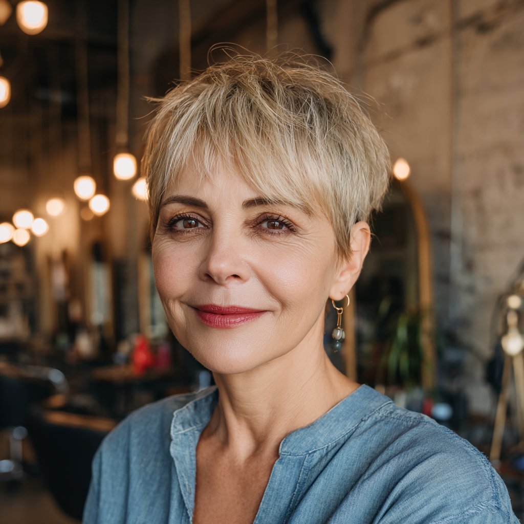 Textured Pixie Cut with Subtle Long Bangs