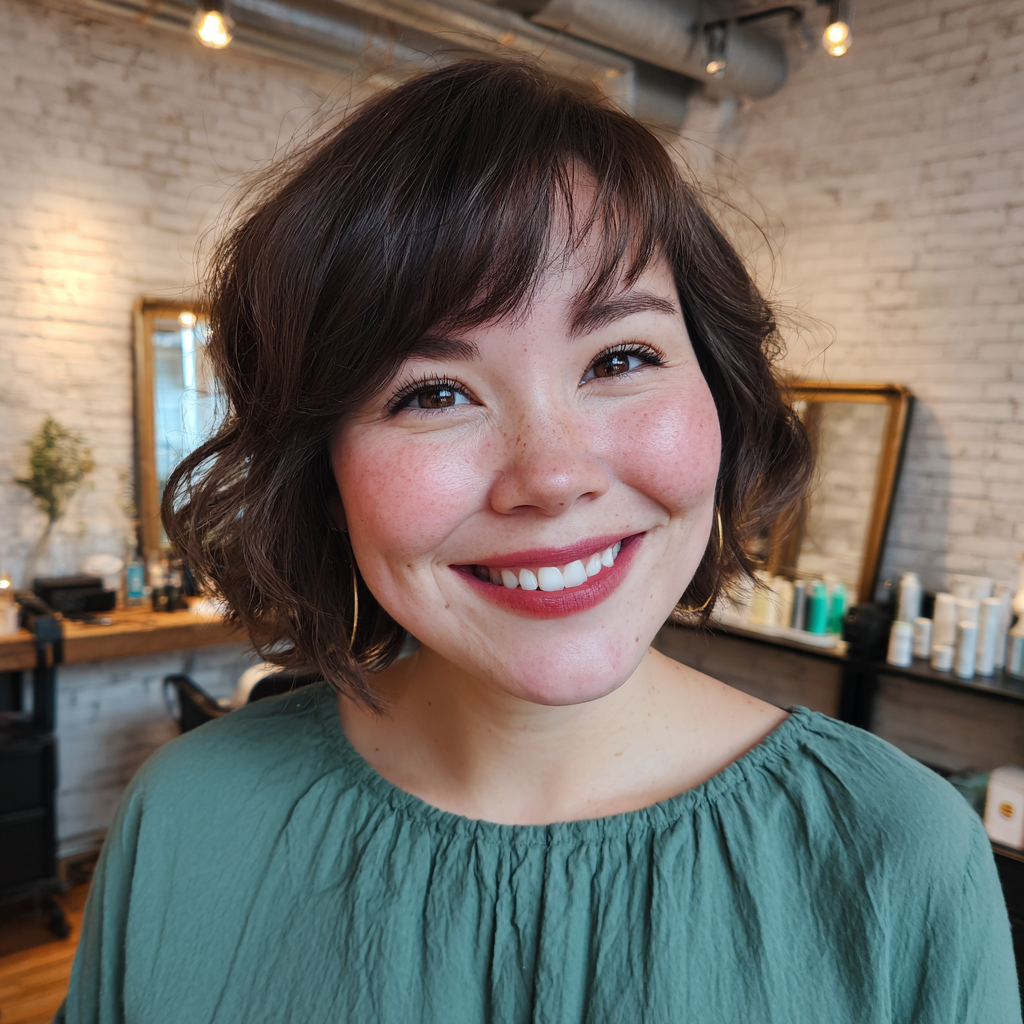 Textured Short Bob with Playful Waves