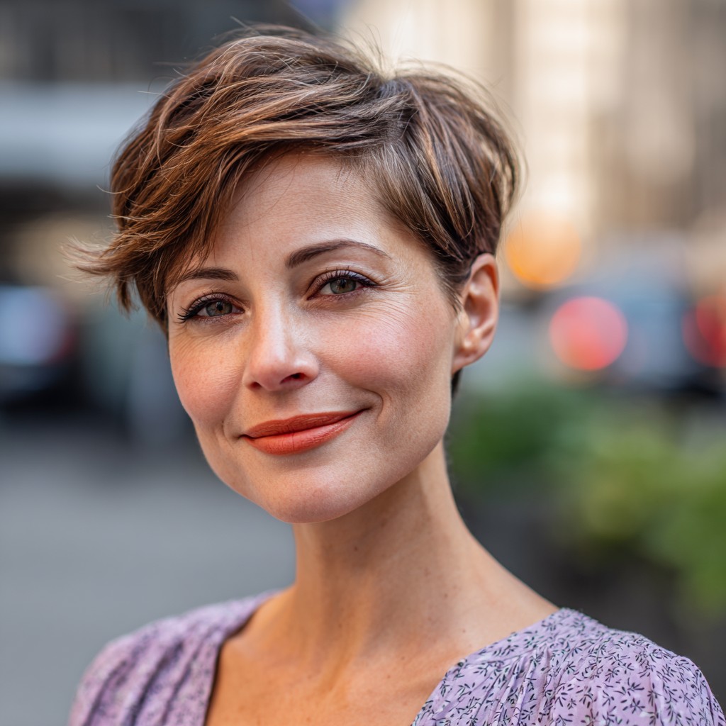 Textured Short Pixie Cut with Subtle Highlights